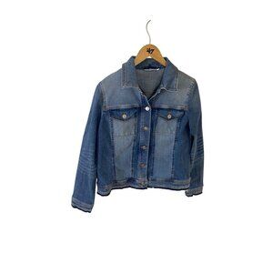 Chico's Women's Blue Button Front Classic Denim Jacket - Medium